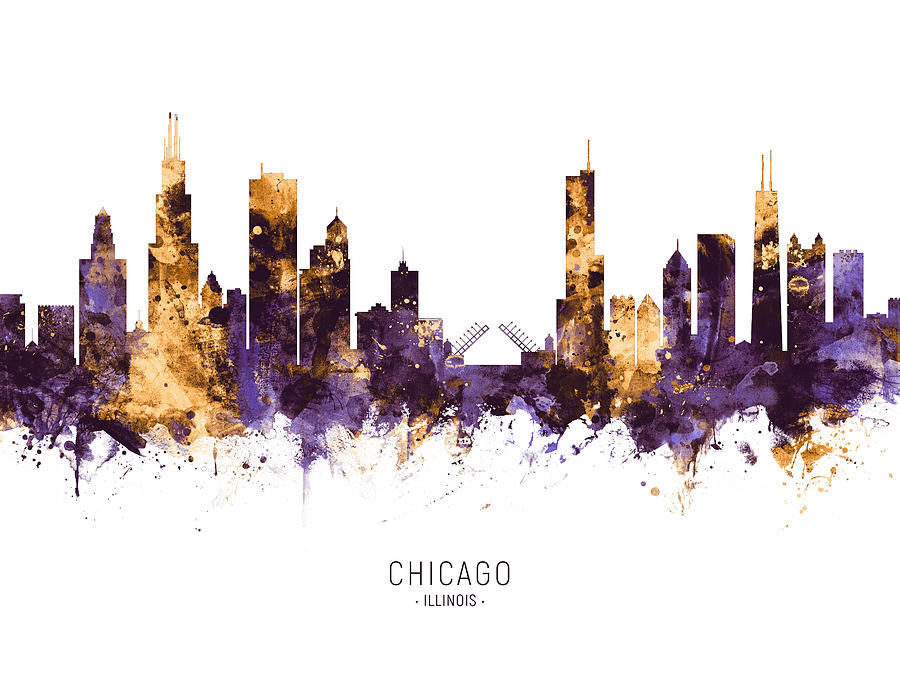 Chicago Illinois Skyline #44 Digital Art by Michael Tompsett