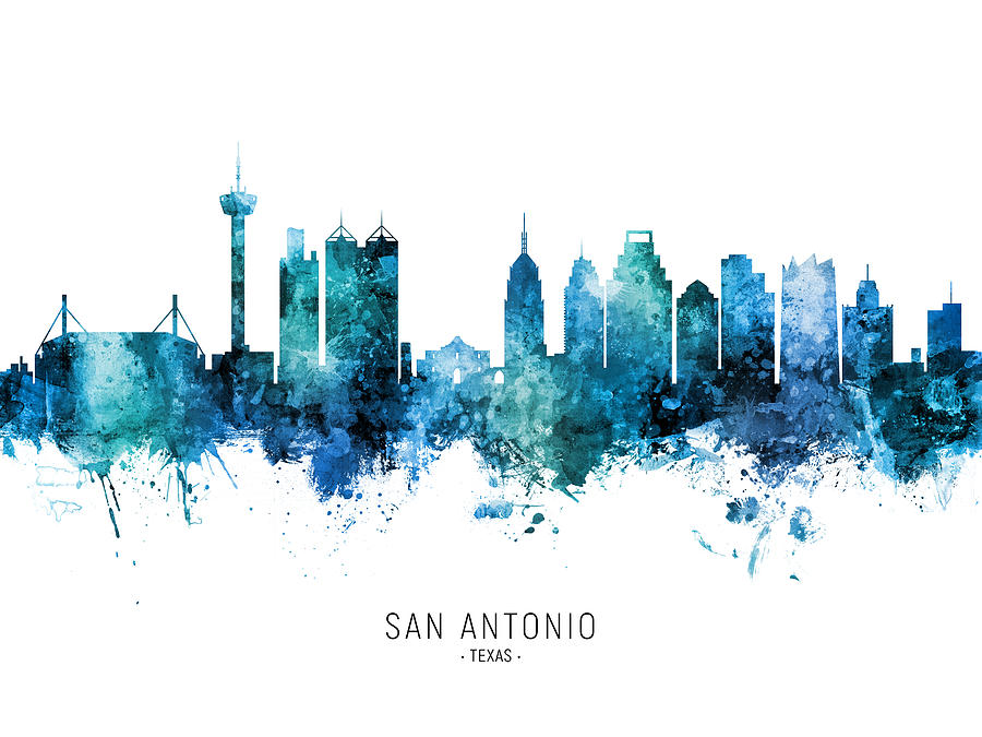 San Antonio Digital Art - San Antonio Texas Skyline #44 by Michael Tompsett