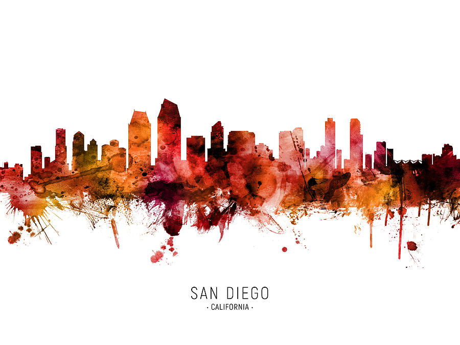 San Diego California Skyline #44 Digital Art By Michael Tompsett - Pixels