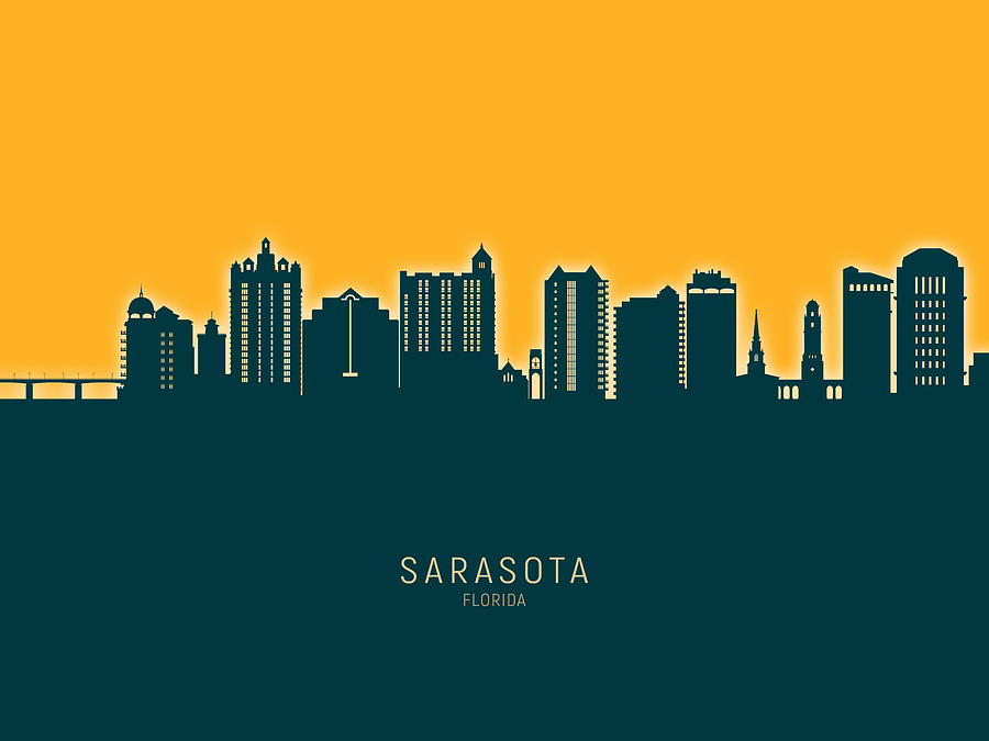 Sarasota Florida Skyline #44 Digital Art by Michael Tompsett