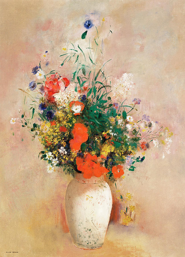 Flower Painting -  Vase of Flowers  #18 by Odilon Redon