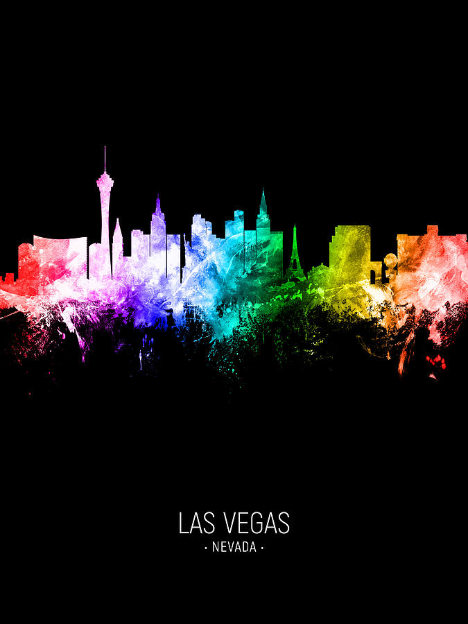 Las Vegas Digital Art - Las Vegas Nevada Skyline #45 by Michael Tompsett