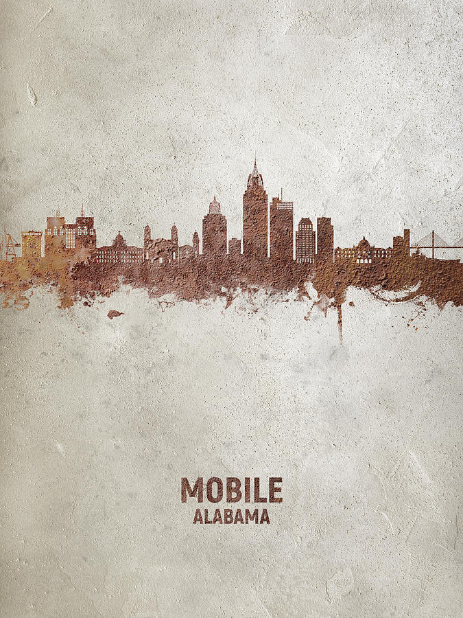 Mobile Skyline Digital Art - Mobile Alabama Skyline #45 by Michael Tompsett