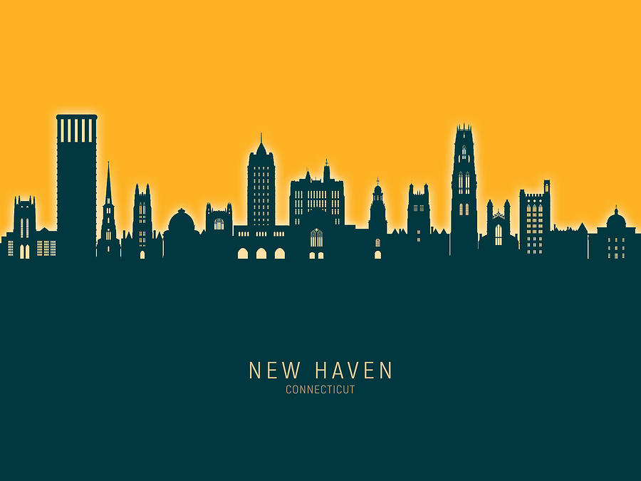 New Haven Connecticut Skyline #45 Digital Art by Michael Tompsett