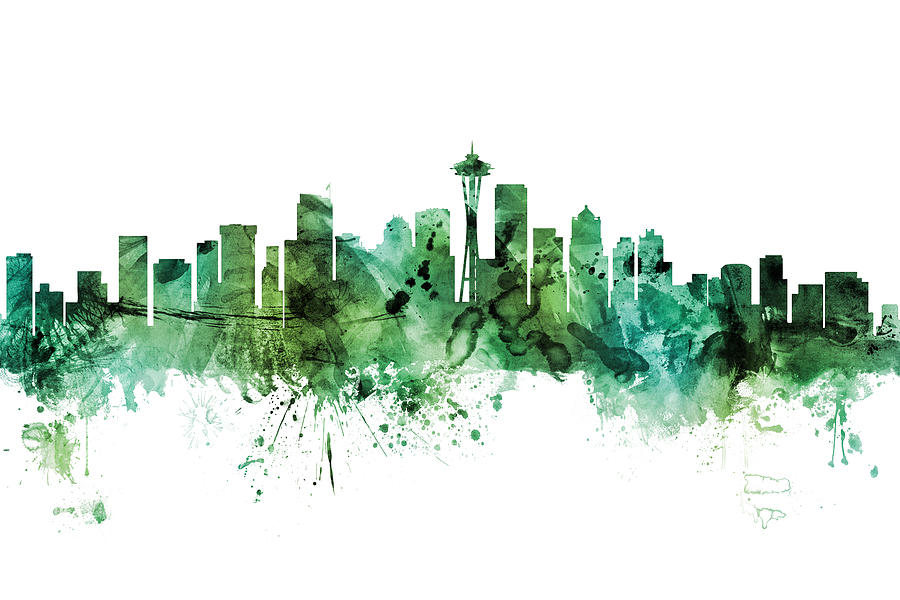 Seattle Washington Skyline #45 Digital Art by Michael Tompsett
