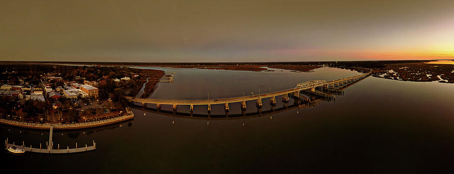 Sunset Photograph - Beaufort Swing Bridge at Sunset by Norma Brandsberg