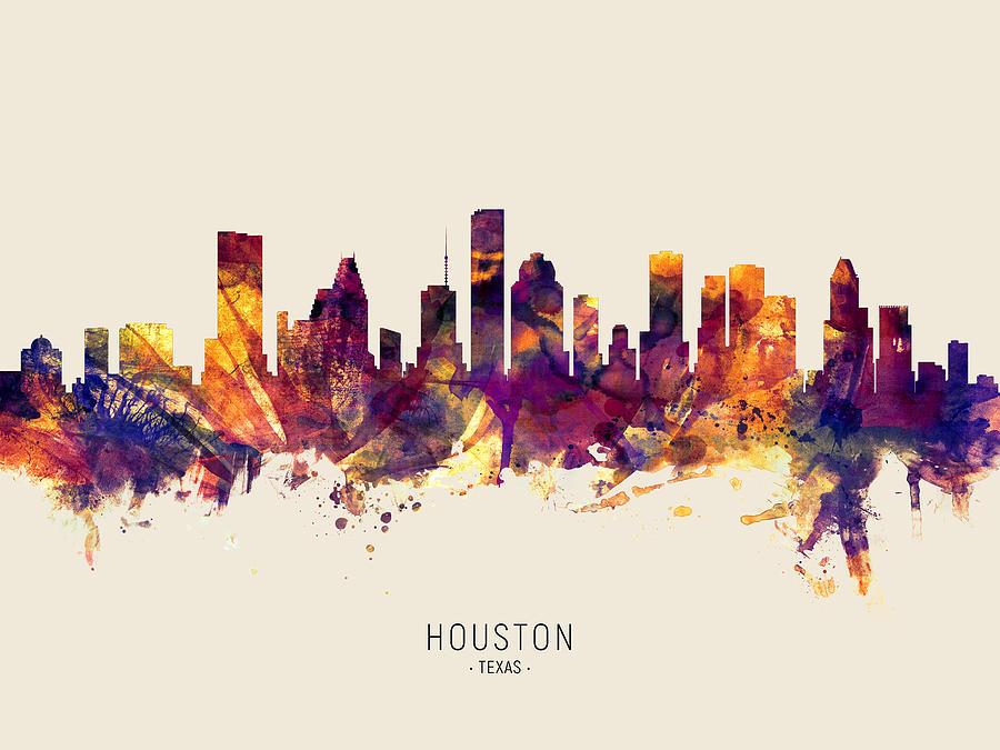 Houston Texas Skyline #46 Digital Art by Michael Tompsett
