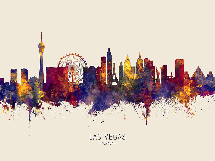 Las Vegas Nevada Skyline #46 Digital Art by Michael Tompsett