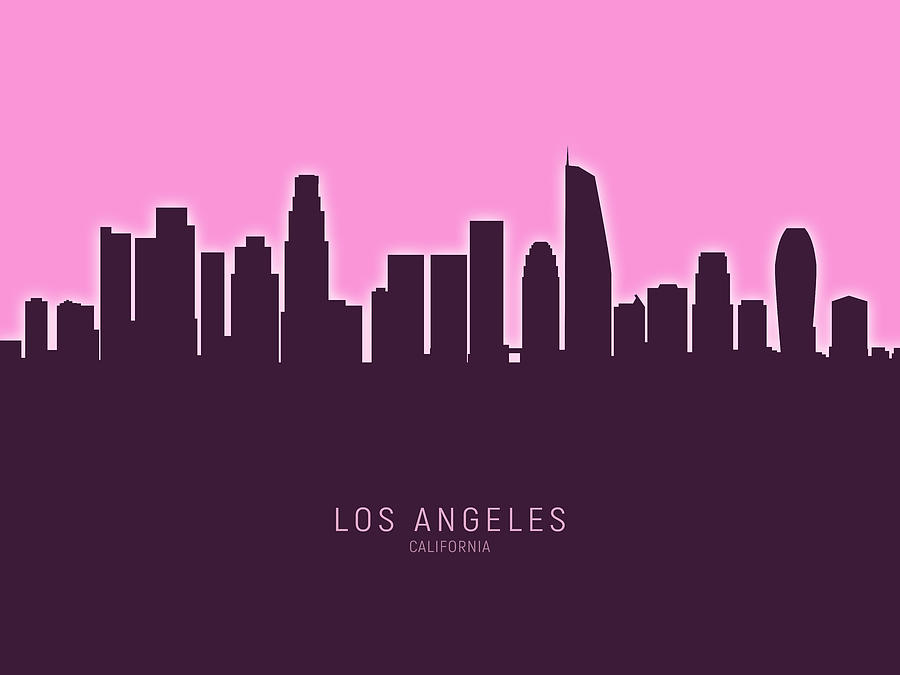 Los Angeles California Skyline #46 Digital Art by Michael Tompsett