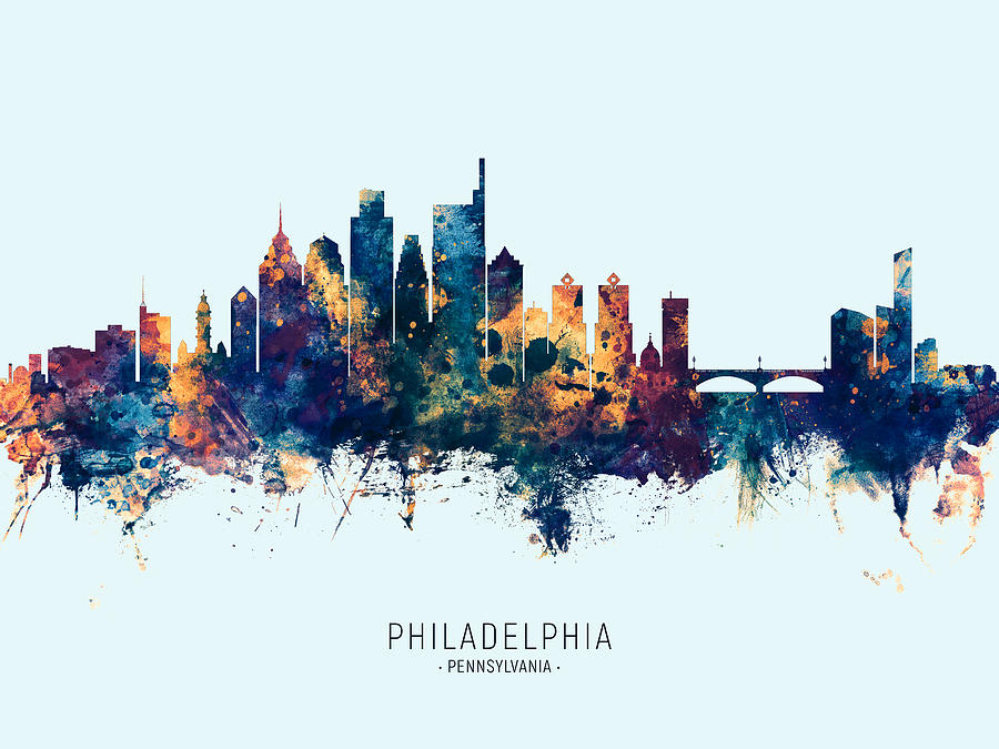 Philadelphia Pennsylvania Skyline #46 Digital Art by Michael Tompsett