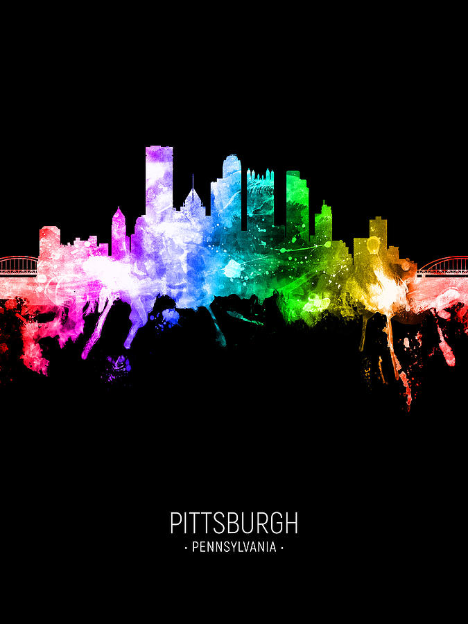 Pittsburgh Digital Art - Pittsburgh Pennsylvania Skyline #46 by Michael Tompsett