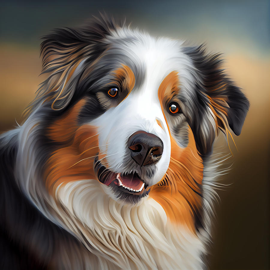 Australian Shepherd Dog Portrait Mixed Media by Stephen Smith Galleries ...