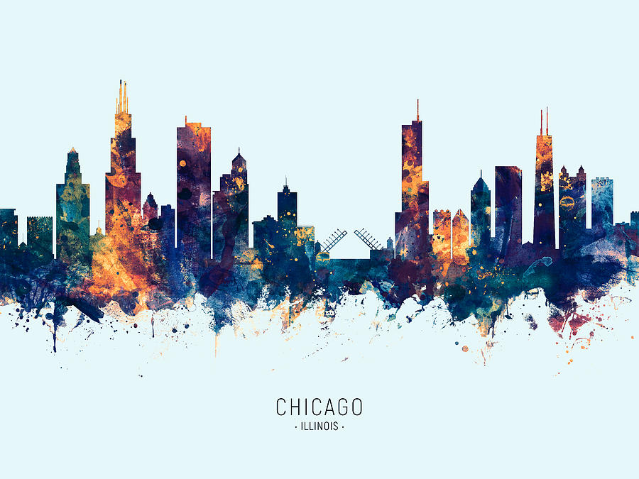 Chicago Illinois Skyline #47 Digital Art by Michael Tompsett