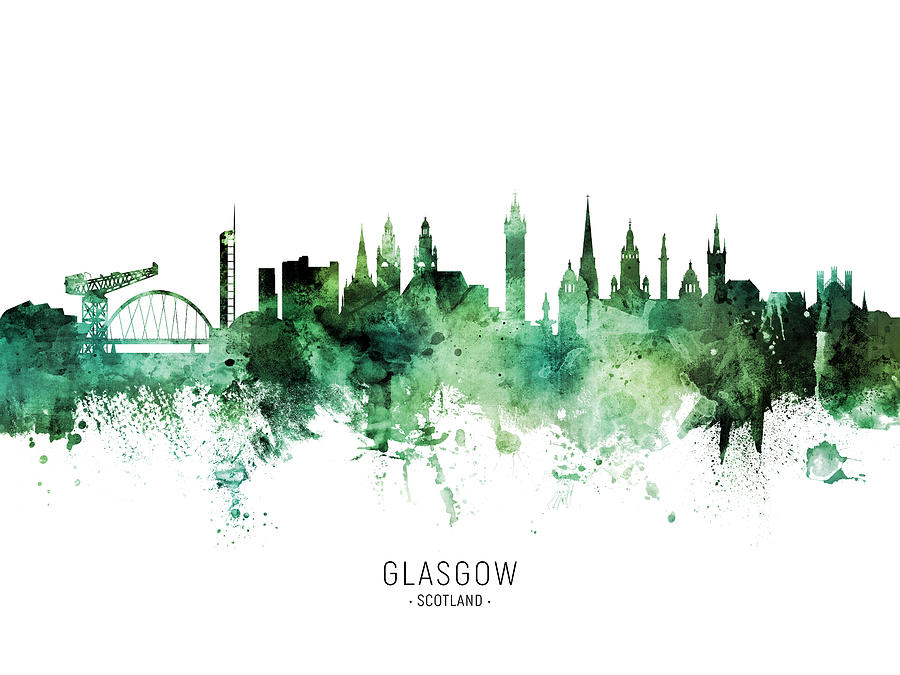 Skyline Digital Art - Glasgow Scotland Skyline #47 by Michael Tompsett