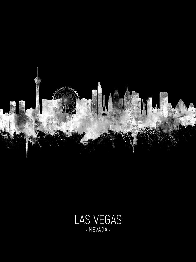 Las Vegas Digital Art - Las Vegas Nevada Skyline #47 by Michael Tompsett