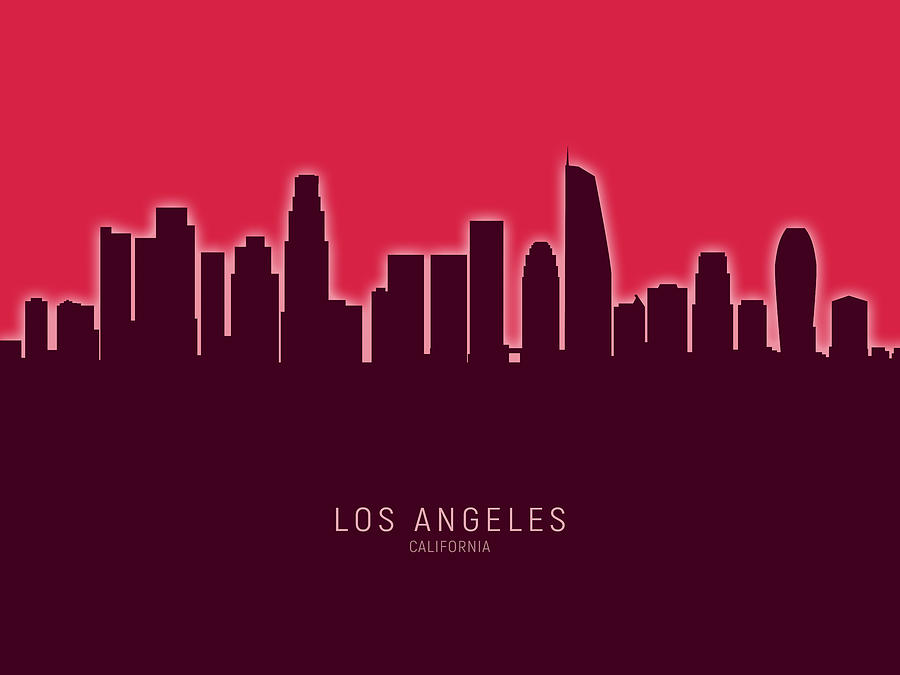 Los Angeles California Skyline #47 Digital Art by Michael Tompsett