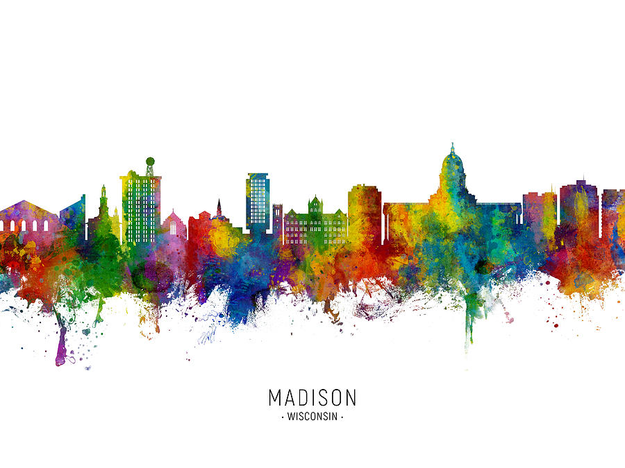 Madison Wisconsin Skyline #47 Digital Art by Michael Tompsett