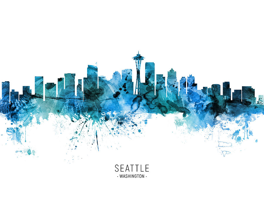 Seattle Washington Skyline #47 Digital Art by Michael Tompsett