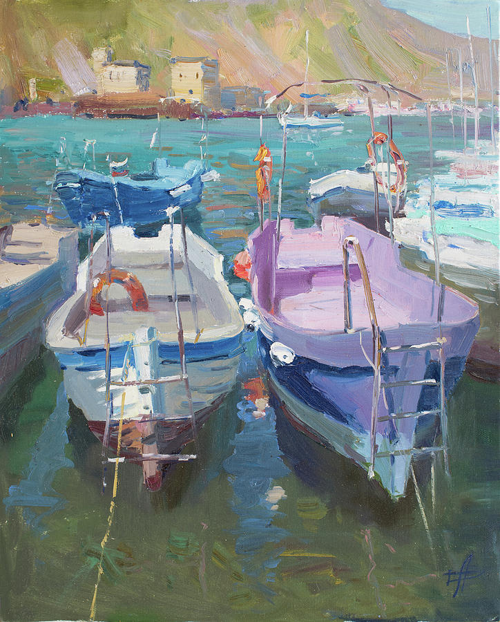 HD47920220 50X40 Boats Painting by Hanna Davydchenko HD47920220 50X40 Boats Painting by Hanna Davydchenko
