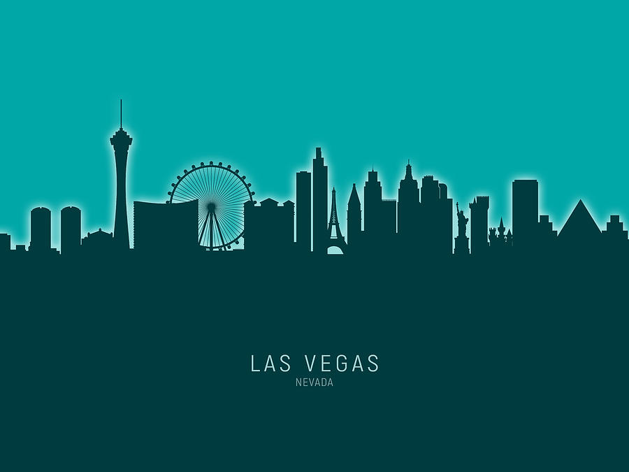 Las Vegas Digital Art - Las Vegas Nevada Skyline #48 by Michael Tompsett