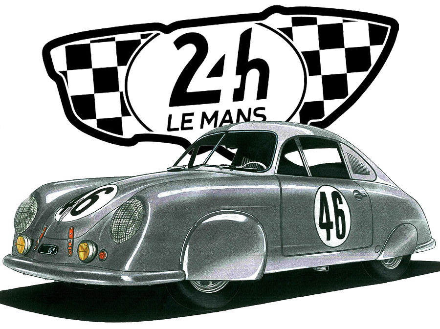 Porsche 356 SL Coupe Gmund 1951 24 Hours of Le Mans Drawing by ...