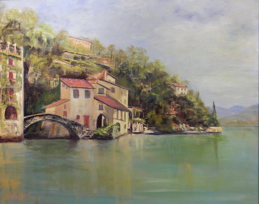 #485 Calm Waters on Lake Como #485 Painting by Barbara Hammett Glover