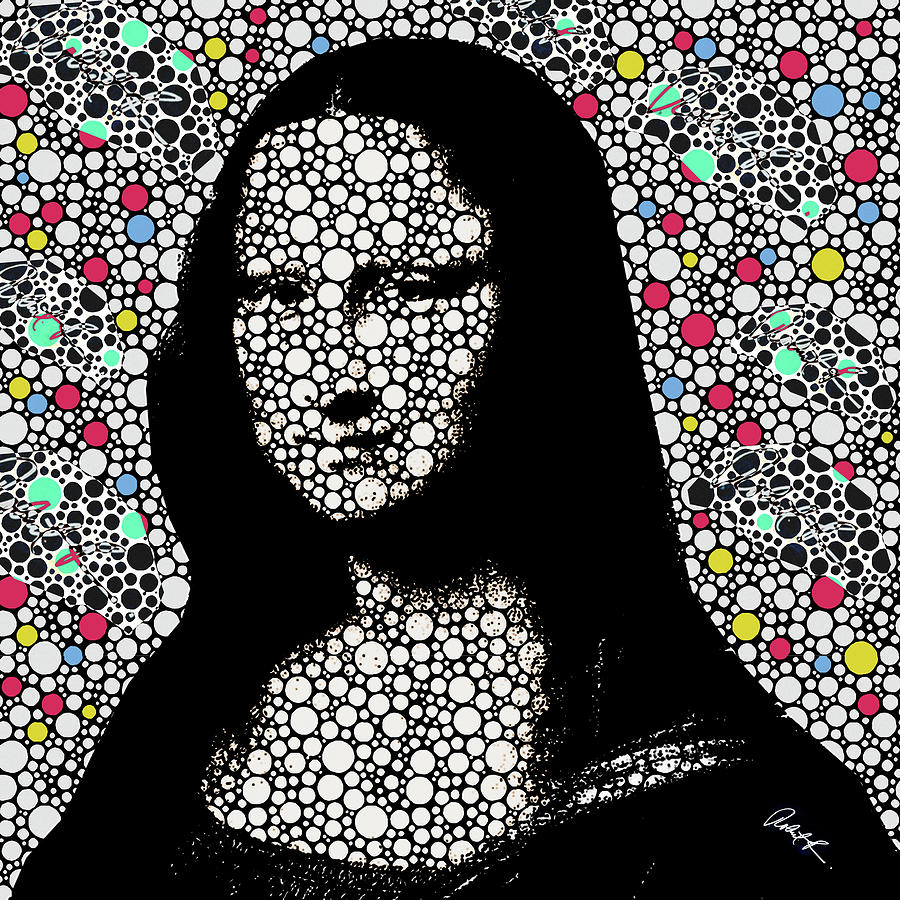 48x48 MONA LISA BUBBLES Painting by Robert R Splashy Art Abstract Paintings