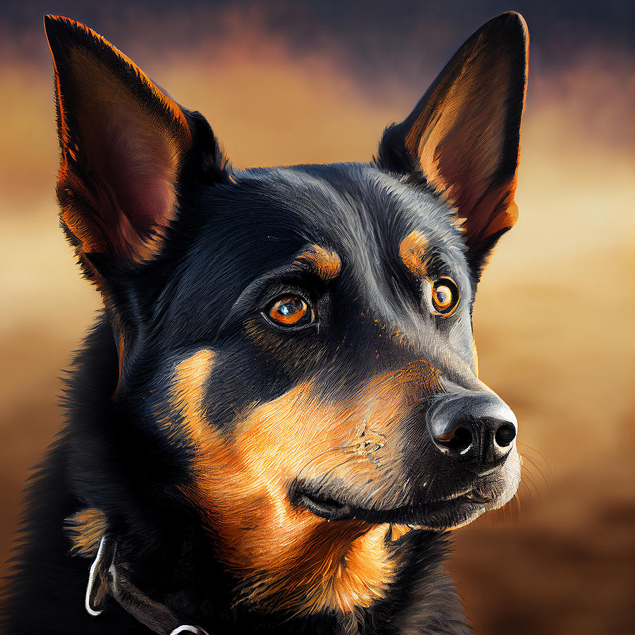 Dog Mixed Media - Australian Kelpie Dog Portrait #49 by Stephen Smith Galleries