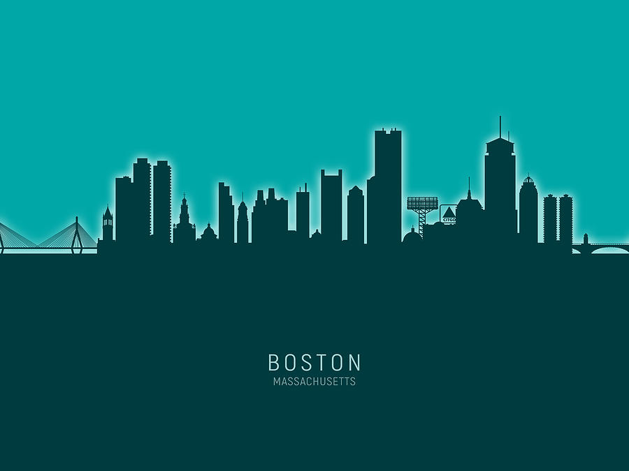 Boston Massachusetts Skyline #49 Digital Art by Michael Tompsett