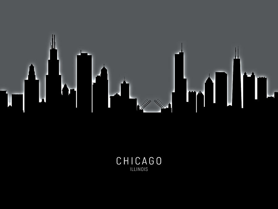 Chicago Digital Art - Chicago Illinois Skyline #49 by Michael Tompsett