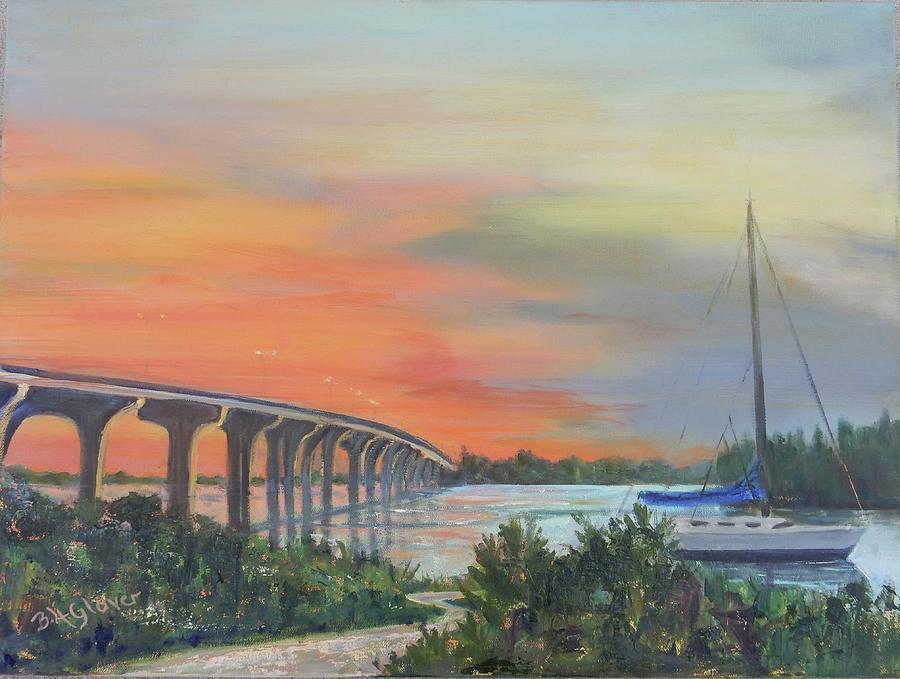 #495 Sunset Under the Barber Bridge #495 Painting by Barbara Hammett Glover