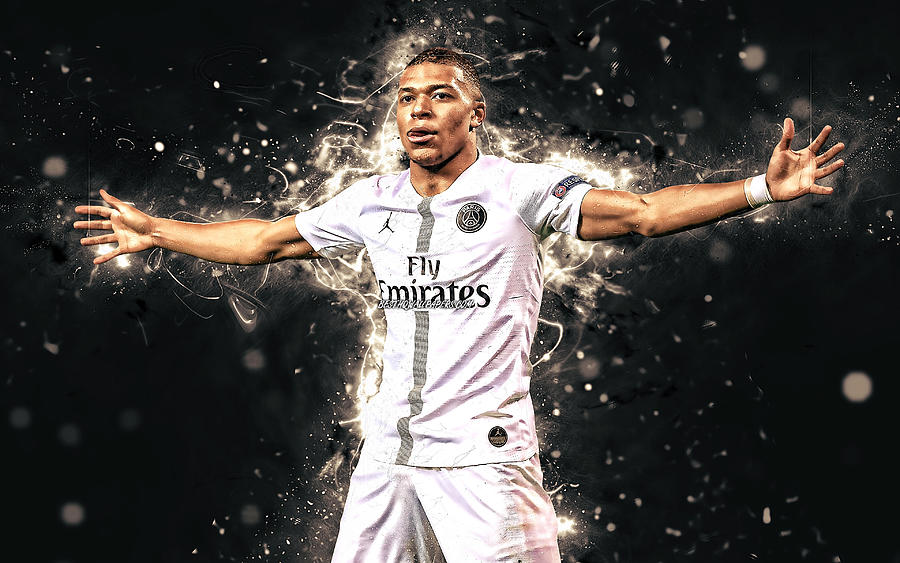 Download Wallpapers 4k, Kylian Mbappe, White Unifor, Psg, French 34A