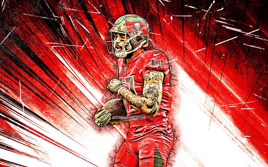 4k Mike Evans grunge art Tampa Bay Buccaneers NFL wide receiver ...