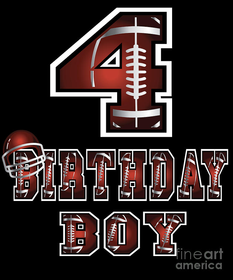 4th Birthday Boy 4 Years Old Football Lover Theme Party Product Digital 