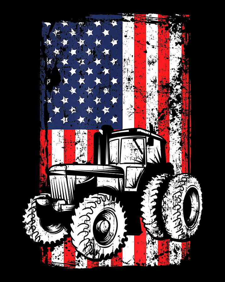 4th of July American Flag Farming Tractor Farmer Gifts .png Digital Art