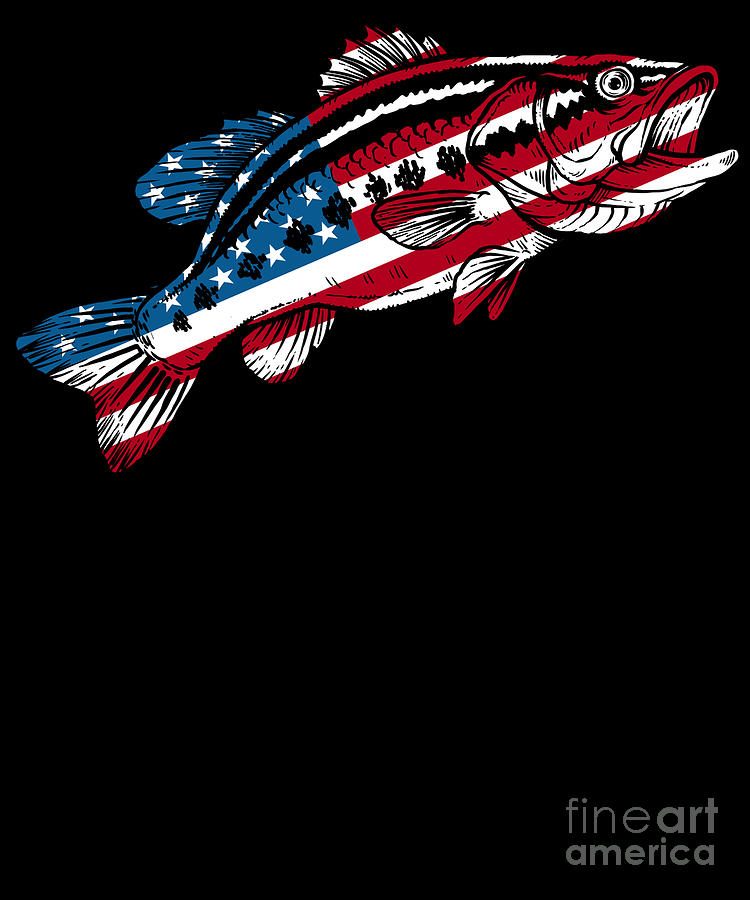 4th of July Fishing American Flag Bass design Digital Art by Jacob Hughes -  Fine Art America