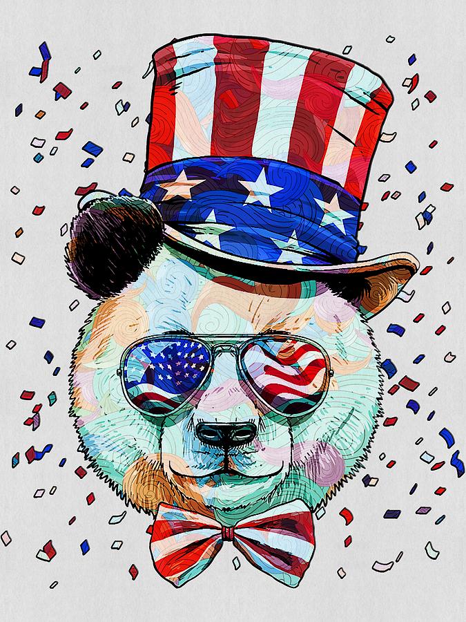 4Th Of July Patriotic Giant Panda Merica Usa Flag Bear Lover