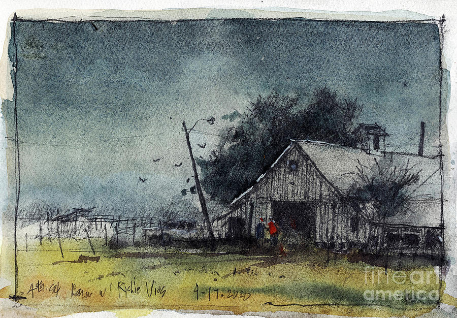 4th Street Barn Sketch Painting by Tim Oliver