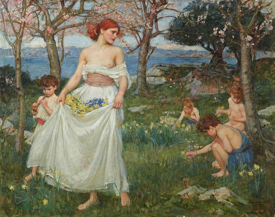 Waterhouse Painting - A Song of Springtime #3 by John William Waterhouse