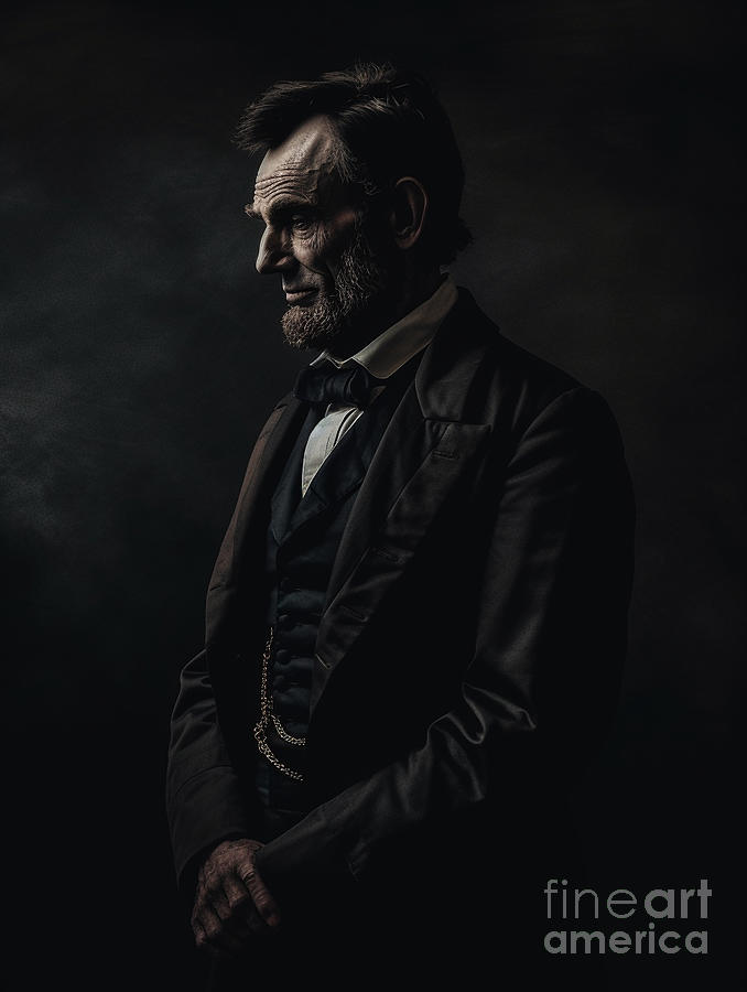 Abraham  Lincoln    Surreal  Cinematic  Minimalistic  By Asar Studios Painting