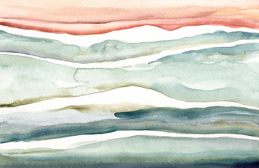 Abstract Watercolor Landscape #5 Drawing by Rustemgurler