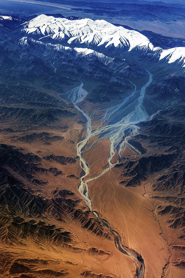 Aerial View of Tibet and Taklamakan Desert in China, Asia #5 Photograph by Pavliha