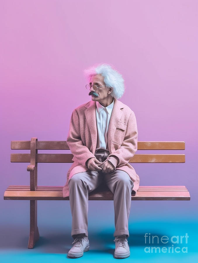 Albert  Einstein  Surreal  Cinematic  Minimalistic  By Asar Studios Painting