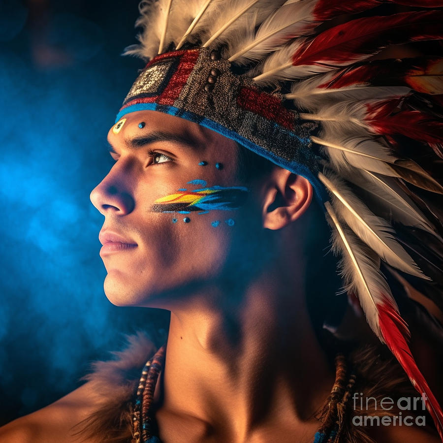 Fantasy Painting - amazonian    tribal  very  handsome  and  young  by Asar Studios #5 by Celestial Images
