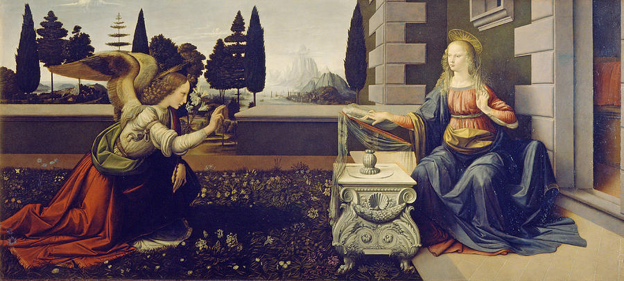 Leonardo Da Vinci Painting - Annunciation  #5 by Leonardo da Vinci