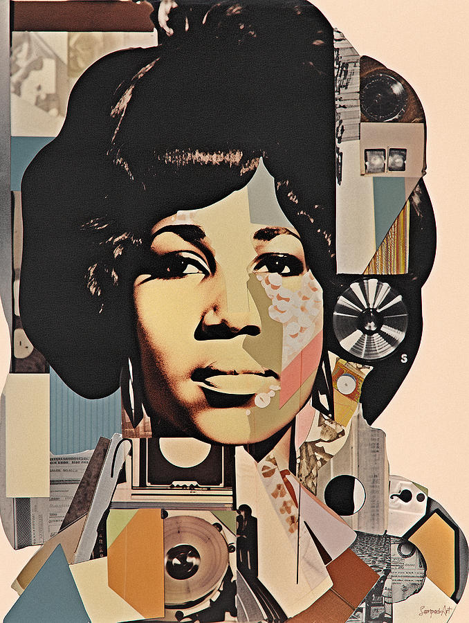 Memphis Digital Art - Aretha Franklin Retro Collage - Print #5 by SampadArt Gallery