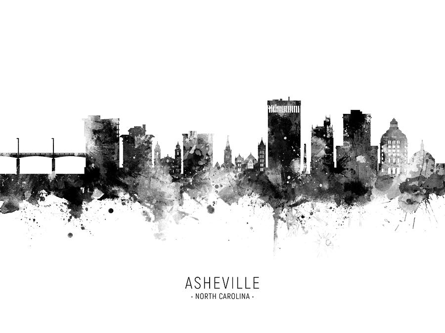 Skyline Digital Art - Asheville North Carolina Skyline #5 by Michael Tompsett