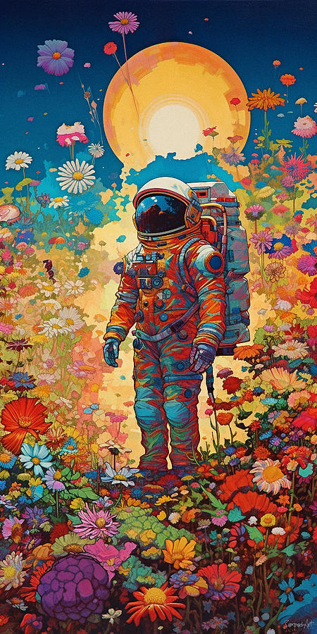 Astronaut in the flower field - Print Digital Art by SampadArt Gallery ...