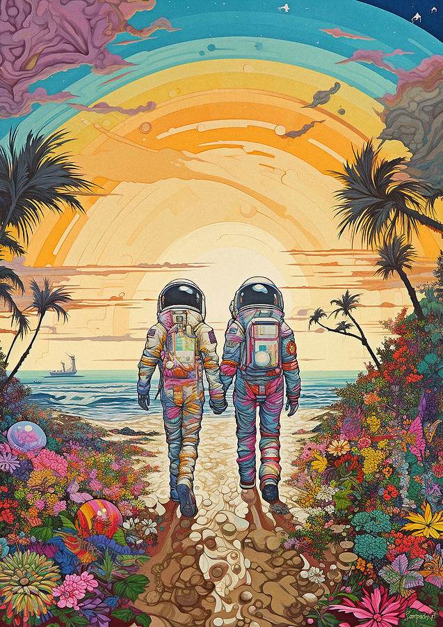 Astronaut Lovers - Print - Limited Editions Digital Art by SampadArt ...