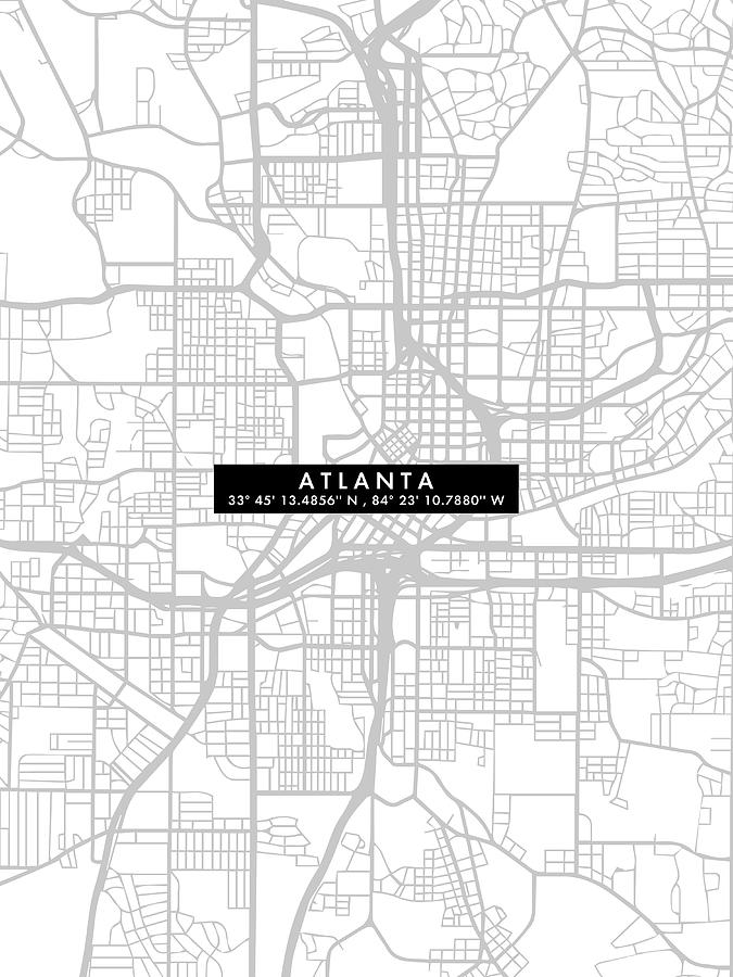 Atlanta City Map Digital Art By Chara
